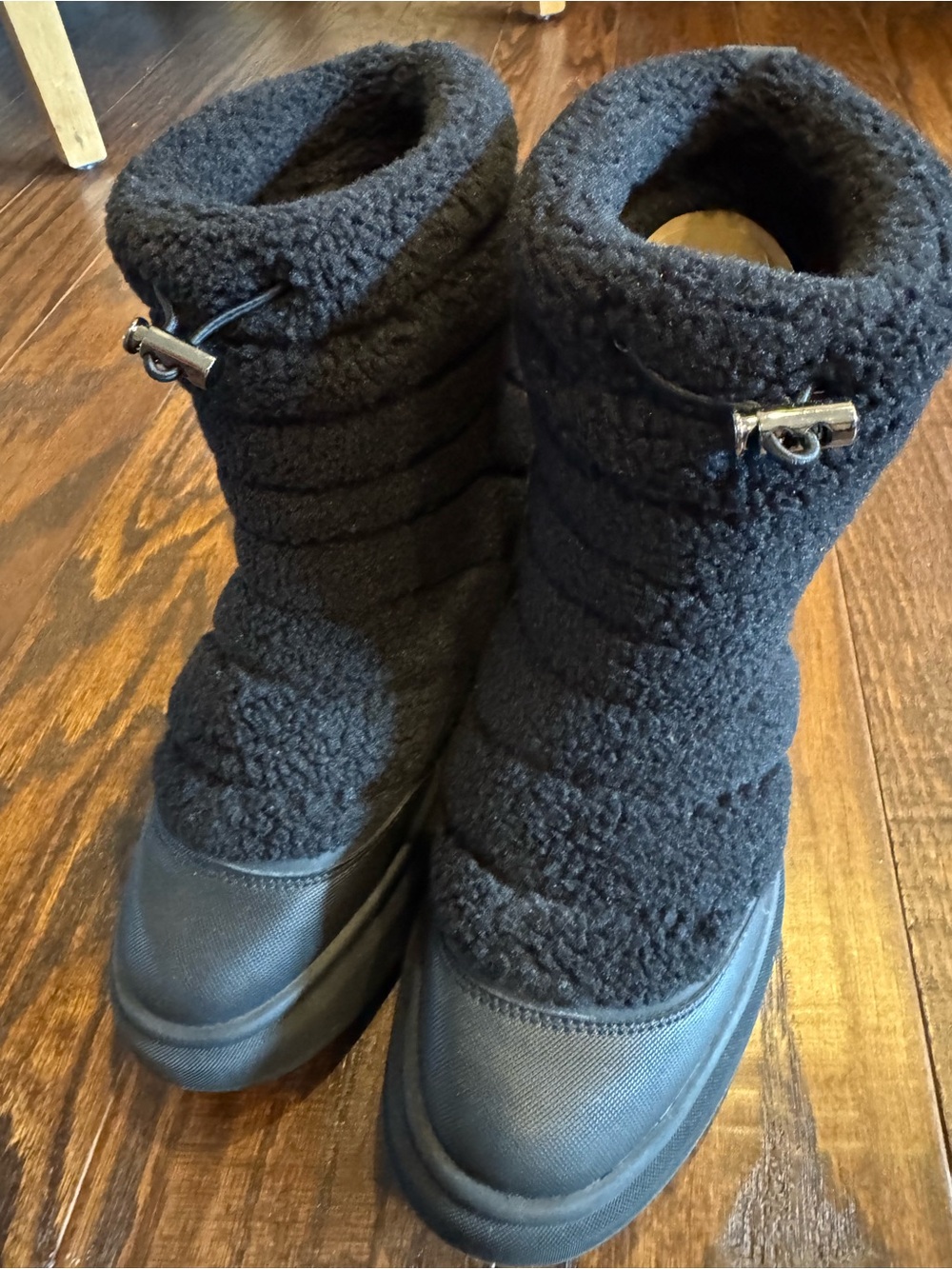 Aldo Black Sherpa Ankle Booties with Toggle